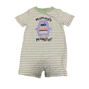Jumping Beans‎ 0-3M Striped Bodysuit "Mommys Little Monster"100% Cotton